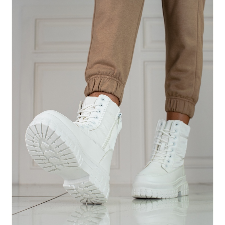 Botas de nieve de mujer blancas con cordones Shelovet blanco 1 Botas de nieve de mujer blancas con cordones Shelovet blanco 1