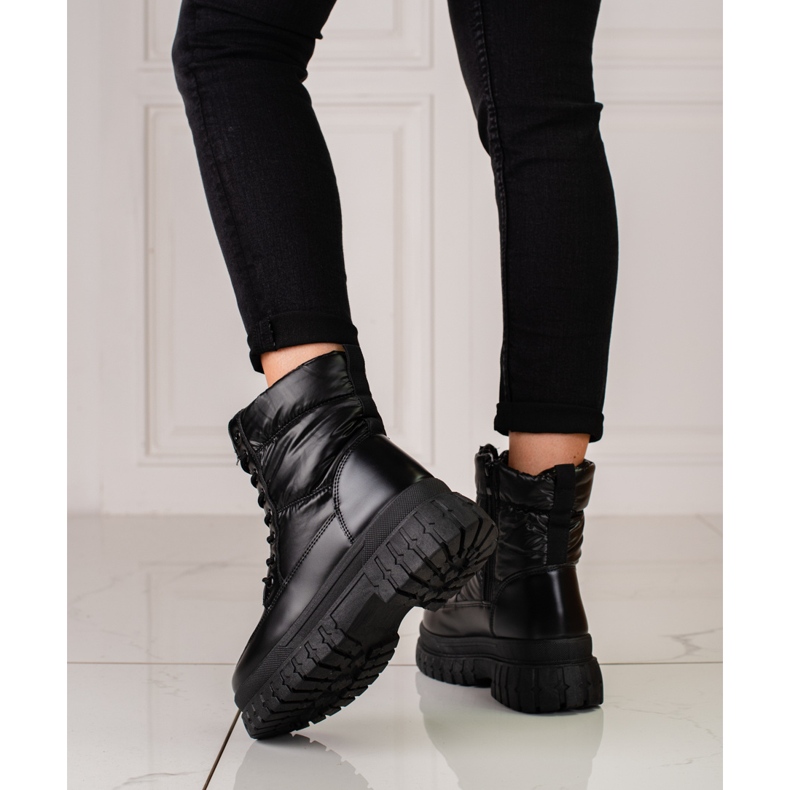 Botas de nieve de mujer negras con cordones Shelovet negro 2