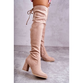 FE1 Botas altas clásicas de ante beige Clarissa marrón 1