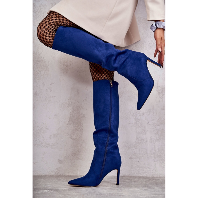 FS1 Botas Tacón Alto Carite Ante Azul 1 FS1 Botas Tacón Alto Carite Ante Azul 1