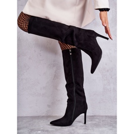 Botas Tacón Carite Ante Negro 2