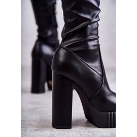 FS1 Botas altas de cuero en la plataforma katrina negra negro 12