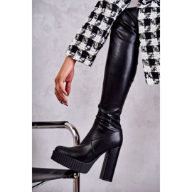 FS1 Botas altas de cuero en la plataforma katrina negra negro 14