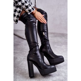 FS1 Botas altas de cuero en la plataforma katrina negra negro 1