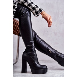 FS1 Botas altas de cuero en la plataforma katrina negra negro 3