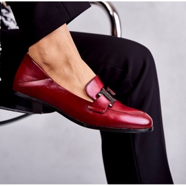 Vinceza Mocasines De Cuero De Moda Burdeos Trine rojo 7