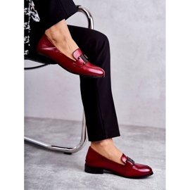 Vinceza Mocasines De Cuero De Moda Burdeos Trine rojo 8