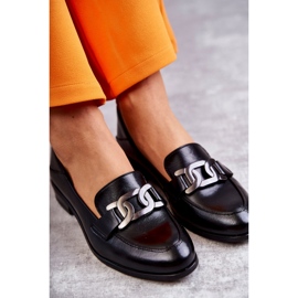 Vinceza Mocasines de cuero de moda Black Trine negro 4