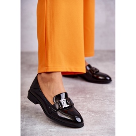 Vinceza Zapatos Lacados De Moda Mocasines Trine Negro 1