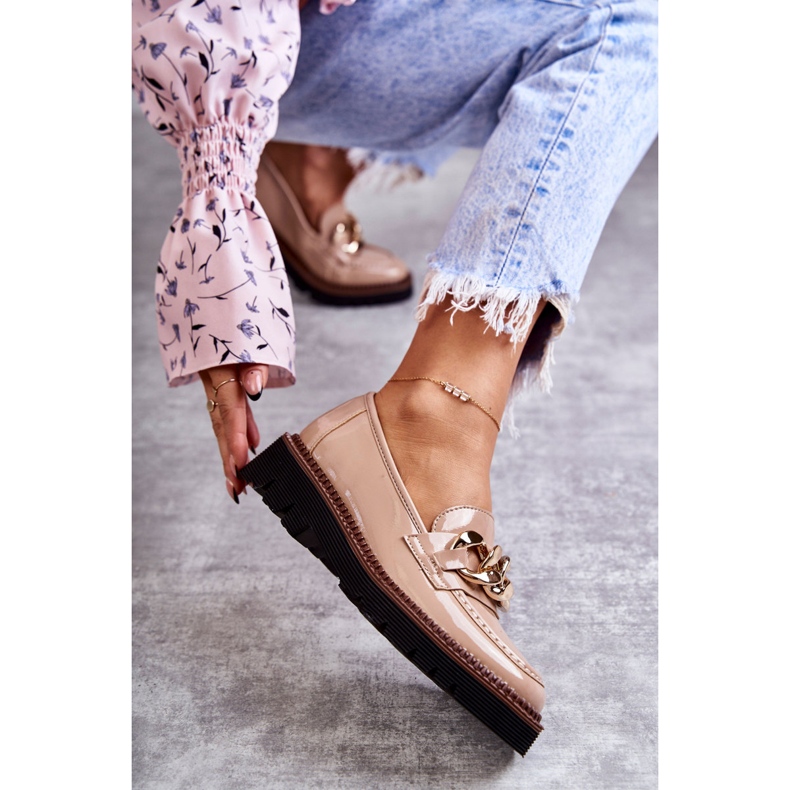 Vinceza Mocasines Lacados Sobre Plataforma Reidun Beige marrón 1