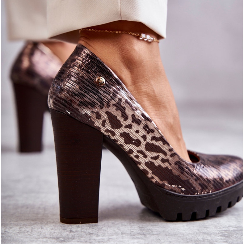 Bombas De Cuero En Una Barra Maciejka 02629-02 Marrón 2