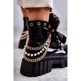 Botas Calientes Lacadas Con Cadena Negro Karoline 4