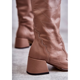 PA2 Botas hasta la rodilla de piel beige oscuro Andreia marrón 6