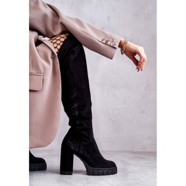 PA2 Botas altas hasta el muslo negras de ante de moda Estrela negro 7