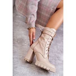 PA2 Botas De Mujer En Piel Con Plataforma Edna Beige 8