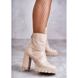 Botas De Piel Tacón Alto Beige Elia 2