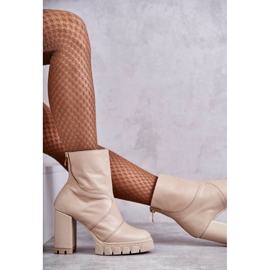 Botas De Piel Tacón Alto Beige Elia 8