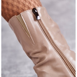 Botas De Piel Tacón Alto Laura Messi 2560 Beige marrón 1