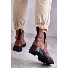 PJ1 Botas Cálidas De Ante Con Tacón Plano Salomé Marrón Claro 2