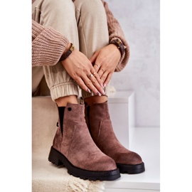 PJ1 Botas Cálidas De Ante Con Tacón Plano Salomé Marrón Claro 4