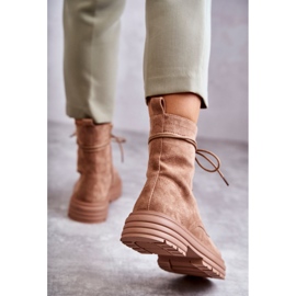 S.Barski Botas Mujer Ante Atadas Camel Afra marrón 3