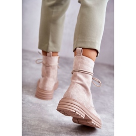 S.Barski Botas Mujer Ante Atadas Beige Afra 3