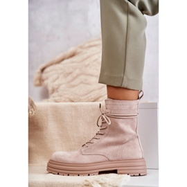 S.Barski Botas Mujer Ante Atadas Beige Afra 4