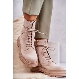 S.Barski Botas Mujer Ante Atadas Beige Afra 5