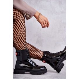 S.Barski Botas Lacadas Mujer Cordones Workers Negro Conny 7
