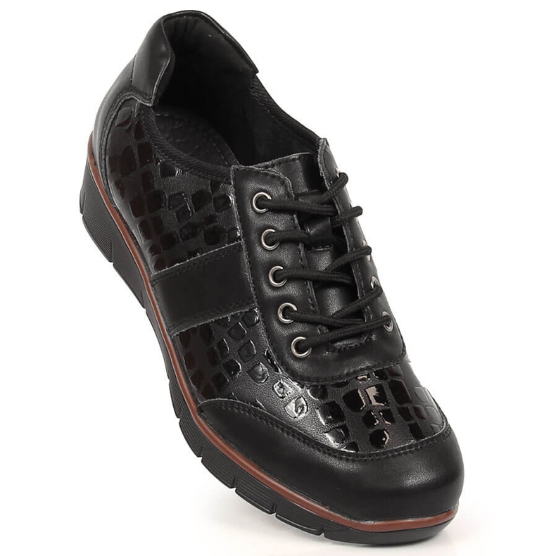 Zapatos de cordones en piel negra para mujer Filippo negro 1