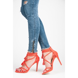 Vices Sandalias boho de ante con tacón alto rojo 1