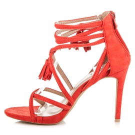 Vices Sandalias boho de ante con tacón alto rojo 5