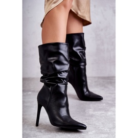 WS1 Botas Ecopiel Arrugada Tacón Alto Caren Negro 1