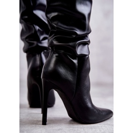 WS1 Botas Ecopiel Arrugada Tacón Alto Caren Negro 2