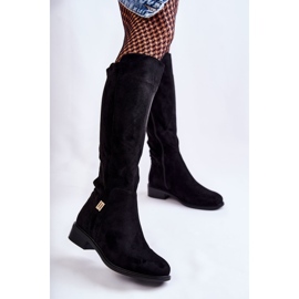 S.Barski Botas Planas Ante Negro Giulia 1