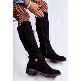 S.Barski Botas Planas Ante Negro Giulia 6