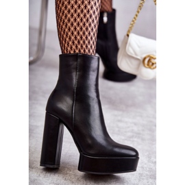 Botines de piel lisa, negro 1