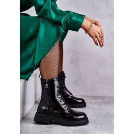 Botines De Piel Tacón Plano Negro Estela 6