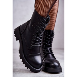 PJ1 Botines De Piel Con Tachuelas Negro Palmira 3