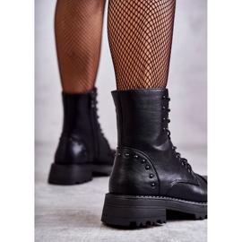 PJ1 Botines De Piel Con Tachuelas Negro Palmira 8
