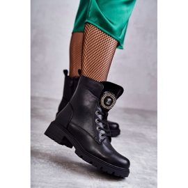 S.Barski Botas Cálidas De Piel Con Adorno Blandi Negro 4