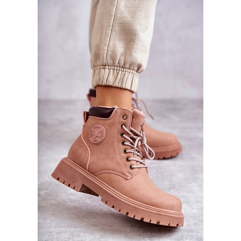 Botas Calientas Piel Rosa Felizia Trappers rosado 2