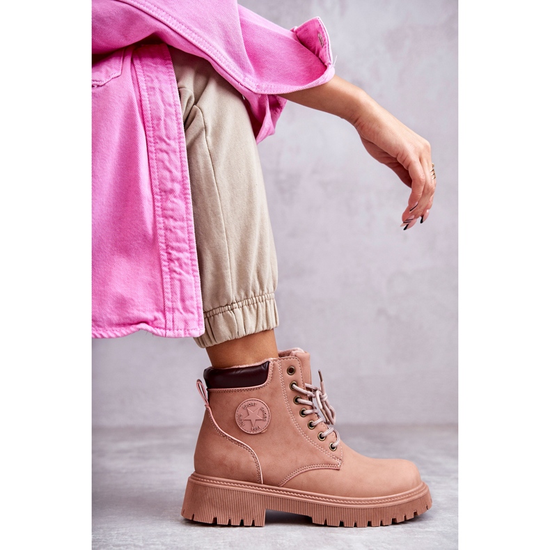 Botas Calientas Piel Rosa Felizia Trappers rosado 1