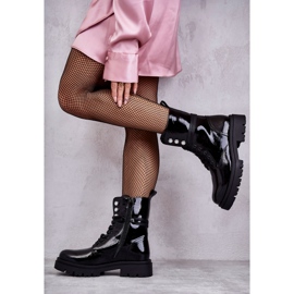 PE1 Botas Lacadas Mujer Workers Con Adornos Negro Gesine 4