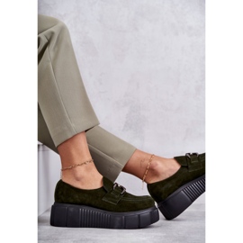 Zapatos de gamuza de moda en la plataforma Khaki Marsol verde 9