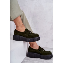 Zapatos de gamuza de moda en la plataforma Khaki Marsol verde 10