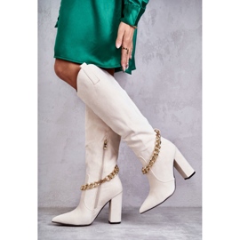PG1 Botas Cálidas De Mujer De Ante Con Cadena Beige Claro Jasmin 5