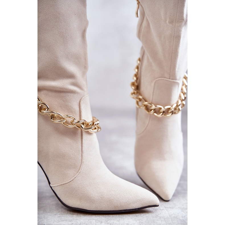 PG1 Botas Cálidas De Mujer De Ante Con Cadena Beige Claro Jasmin 2 PG1 Botas Cálidas De Mujer De Ante Con Cadena Beige Claro Jasmin 2