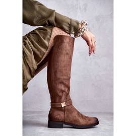 Vinceza Botas Mujer Ante Tacón Plano Beige Henrike marrón 5