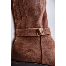 Vinceza Botas Mujer Ante Tacón Plano Beige Henrike marrón 7